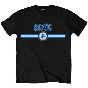 AC/DC Tricou Blue Logo & Stripe Unisex Black M imagine