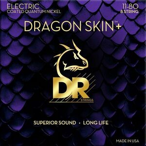 DR Strings Dragon Skin+ Coated 8 string Heavy 11-80 Set de corzi pentru chitară electrică imagine