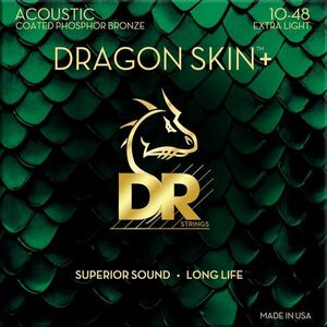 DR Strings Dragon Skin+ Coated Phosphor Bronze Extra Light 10-48 Corzi chitare acustice imagine