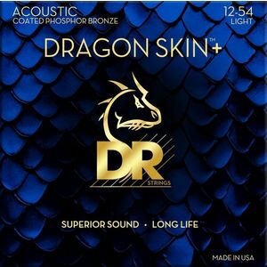 DR Strings Dragon Skin+ Coated Phosphor Bronze Light 12-54 Corzi chitare acustice imagine