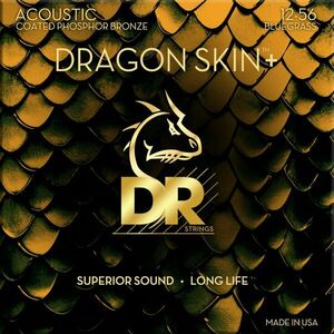 DR Strings Dragon Skin+ Coated Phosphor Bronze Bluegrass 12-56 Corzi chitare acustice imagine