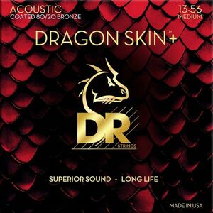 DR Strings Dragon Skin+ Coated 80/20 Medium 13-56 Corzi chitare acustice imagine