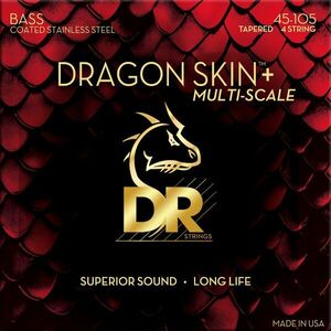 DR Strings Dragon Skin+ Coated Steel Medium 45-105 Tapered Multi-Scale Corzi pentru chitare bas imagine