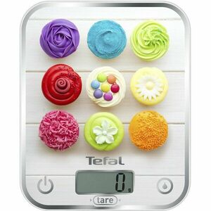 Cantar de bucatarie Tefal Optiss Delicious Cupcakes BC5122V0, sticla, 5 kg, functie de cantarire a lichidelor, alb imagine