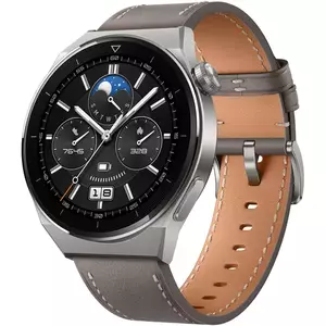 Ceas smartwatch Huawei Watch GT 3 PRO, Leather Strap, Gray imagine