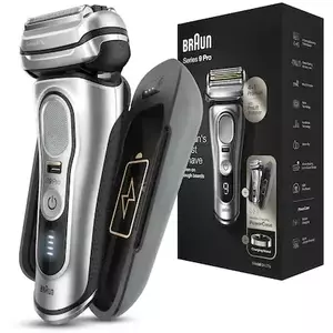 Aparat de ras electric Braun Series 9 Pro 9427s Wet&Dry, 40.000 de actiuni de taiere, 5 elemente de taiere, Prolift Trimmer, SensoFlex, AutoSense, Trusa de voiaj cu functie de incarcare, Argintiu imagine