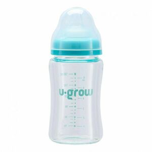 Biberon din sticla, U-Grow, 180 ml, cu 2 tetine extra imagine