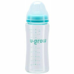 Biberon din sticla, U-Grow, 260 ml, cu 2 tetine extra imagine