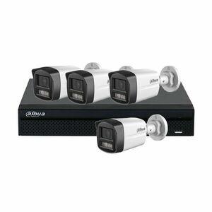 Sistem supraveghere IP exterior basic Dahua DH-B4EXTIRA30M-M, 4 camere, 4 MP, 2.8 mm, IR/lumina alba 30 m, microfon, PoE imagine