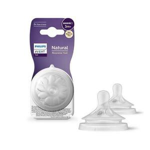 Set 2 tetine silicon Philips Avent Natural Response SCY964/02, +3 luni, Debit 4 (Transparent) imagine