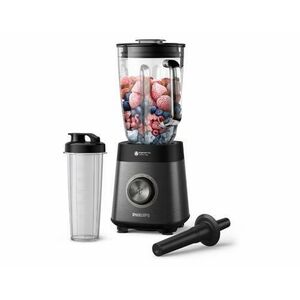 Blender Philips HR3041/00 Seria 5000, 1200 W, 2 l, Lame noi ProBlend Plus, Vas din sticla cu nervuri, 3 viteze plus Impuls, Lame detașabile, Curatare automatizata (Negru) imagine