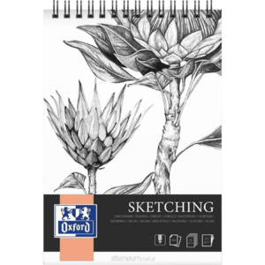 Bloc desen cu spirala OXFORD Sketching, A4, 50 file - 120g/mp, coperta carton, design flori imagine