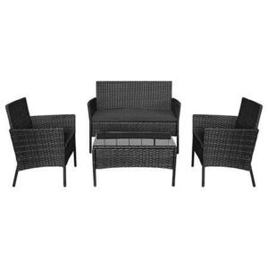 Set mobilier de gradina cu masa Teesa TSA9008, 4 piese (Negru) imagine