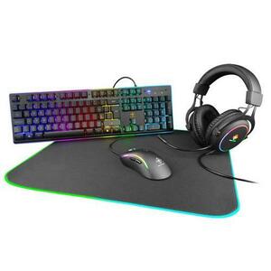 Kit Gaming Deltaco Gaming GAM-084-UK, Tastatura, Mouse, Casti si Mousepad (Negru) imagine