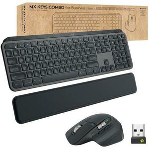 Kit Tastatura si mouse Logitech MX Keys Combo, Layout German, Wireless, Bluetooth (Negru) imagine