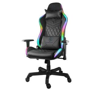 Scaun Gaming Deltaco Gaming GAM-080, RGB, USB, reglabil, perne pentru spate si gat (Negru) imagine