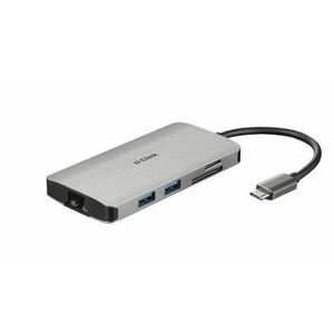 HUB USB D-LINK DUB-M810, Gigabit LAN x 1, SD/microSD Dual Card Reader x 1, USB 3.0 x 3, HDMI x 1, USB Type C x 1 (Gri) imagine