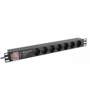 Prelungitor Lanberg PDU-07F-0200-BK, 7x Schuko (Negru) imagine