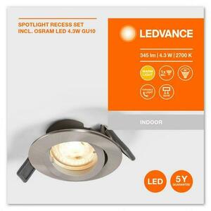 Spot LED incastrat Ledvance, GU10, 4.3W, 345 lm, lumina calda (2700K), Ø8cm, Nichel imagine