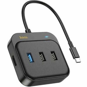 Hub USB-C HOCO HB36, 2x USB-A 2.0, 1x USB-A 3.0, 1x USB-C, HDMI, 0.2m (Negru) imagine