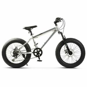 Bicicleta Copii Fat Bike Velors Hercules V2019B 20inch, Schimbator spate Shimano Tourney, Manete schimbator Shimano Rotative, Roti 20 inch, Frane Mecanice Disc, 7 viteze, Argintiu/Albastru imagine