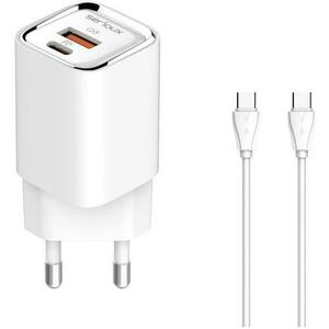 Incarcator retea Serioux QC30W, Quick Charge 3.0, 30W, 1x USB-C, 1x USB-A, cablu Type-C inclus, Alb imagine