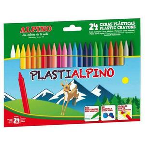 Creioane cerate din plastic ALPINO Plasti, cutie carton, 24 culori/cutie imagine