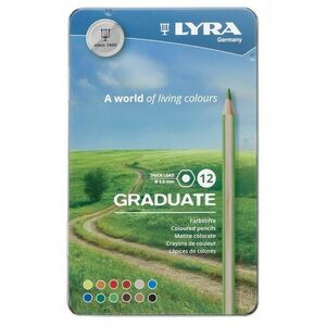 Creioane colorate LYRA Graduate Graphite, 12 culori/cutie metalica imagine