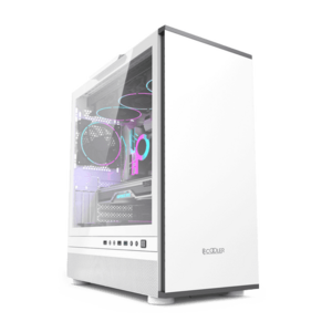 Carcasa PCCOOLER, Tower, ATX, fara sursa, sticla securizata, 1 ventilator inclus, USB 3.2 gen 1 x 1, USB 2.0 x 2, mic, audio (Alb) imagine