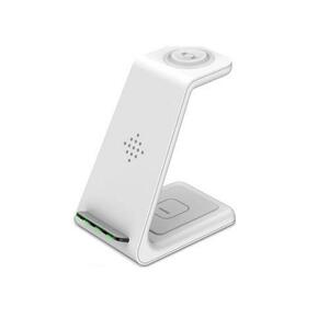 Statie de incarcare 3 in 1 TECH-PROTECT A8, Wireless Quick Charge, 10W, Cablu USB-C 1m inclus, Alb imagine