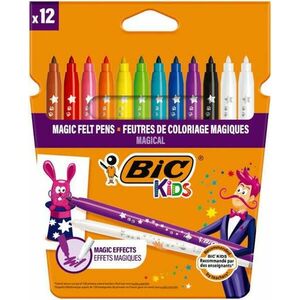 Markere/Carioci colorate lavabile BIC Colour&Erase, 12 culori imagine