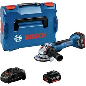 Polizor unghiular Bosch GWS 18V-10 P, 1000 W, 125 mm, Li-Ion, 18V, 2 x 5.0 Ah, L-Boxx Brushless, maner antivibratii (Albastru) imagine