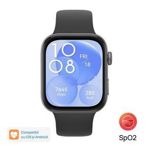 Smartwatch Huawei Watch Fit 3, Bluetooth, GPS, Ecran AMOLED 1.82inch, 100+ Moduri Sport, Monitorizare somn, ritm cardiac, Waterproof 5 ATM (Negru) imagine