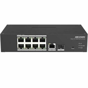 Switch 8 porturi PoE Hikvision DS-3T1310P-SI/HS prezinta 8 × 10/100 Mbps PoE port, 1 × 1 Gbps RJ45 imagine