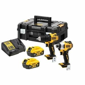 Set Masini de gaurit si insurubat DeWalt DCK2061P2T-QW, 2 acumulatori Li-Ion, 18 V, 5.0 Ah, incarcator, valiza (Galben/Negru) imagine