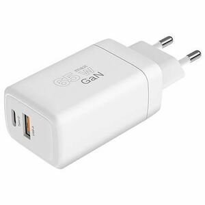 Incarcator retea Kruger&Matz GaN 65 W, functie Power Delivery si Quick Charge, 1 x USB Type-C, 1 x USB A (Alb) imagine