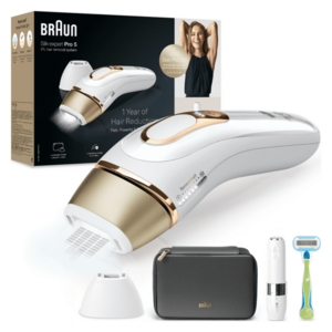 Epilator IPL Braun Silk-expert PRO 5 PL5146 Senzor automat & continuu Skin pro 2.0, 400.000 impulsuri, 10 niveluri de intensitate, 125 de impulsuri pe minut, Cap de precizie, Trusa de voiaj, Aparat de ras Venus, Alb imagine