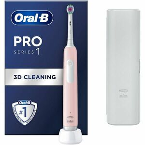 Periuta de dinti electrica Oral-B Pro 1, Curatare 3D, 1 program, 1 capat de periaj, trusa de calatorie, Roz imagine