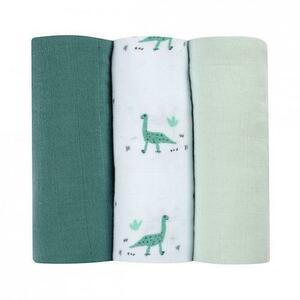 Set 3 Museline Beaba bumbac organic 70x70 cm Jurassic Green imagine