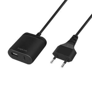 Incarcator retea 220V Logilink PA0256, 1 x USB-C, 1 x USB-A, maxim 2.4A, 12W, 1.5m, Negru imagine