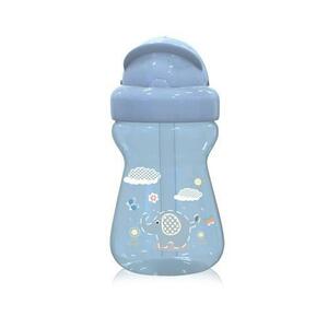 Biberon sport Animals Lorelli, cu pai moale si flexibil, 6 luni+, 325 ml, Moonlight Blue imagine