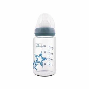 Biberon din sticla cu tetina anti-colici Lorelli, 0 luni+, 120 ml, Blue imagine