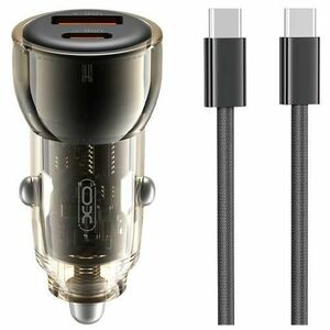 Incarcator Auto Cu Cablu USB-C XO Design CC60, 60W, 3A, 1 x USB-A - 1 x USB-C, Negru imagine