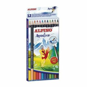 Creioane colorate acuarela ALPINO Aqualine, cutie carton, 12 culori/set imagine