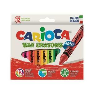 Creioane cerate CARIOCA Wax Crayon Maxi, rotunde, lavabile, D-12mm, 12 culori/cutie imagine