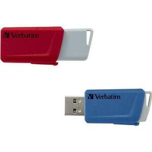 Stick USB VERBATIM 49308, 2 x 32 GB, USB 3.2, Rosu/Albastru imagine