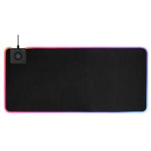 Mouse Pad Deltaco Gaming Extra Wide GAM-092, RGB, incarcare Fast Wireless, 10W (Negru) imagine