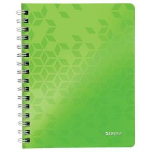 Caiet de birou LEITZ WOW, PP, FSC, reciclabil, A5, 80 coli, cu spira, matematica, Verde imagine