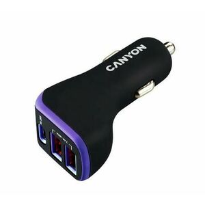 Incarcator auto Canyon CNE-CCA08PU, 2 x USB, USB Type-C, 2.4A (Negru/Violet) imagine