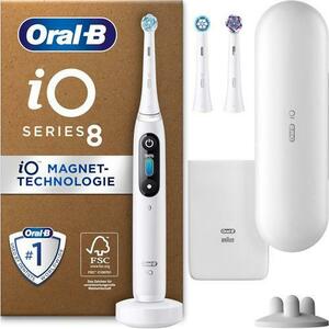 Periuta de dinti electrica Oral-B iO Series 8 Plus Edition, 6 programe, Display interactiv, Incaracare magnetica, 3 capete incluse (Alb) imagine